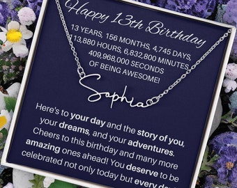 Collar con nombre personalizado para 13.º cumpleaños, Regalo de 13.º cumpleaños para ella, Regalo significativo para 13.º cumpleaños, Regalo personalizado para 13.º cumpleaños
