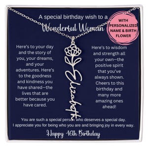 46th Birthday Necklace Gift For Her, Personalized Birth Flower Necklace Gift For Friend, Special 46th Gift Idea Coworker Sister Best Friend