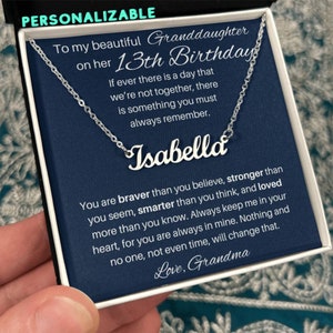 13th Birthday Necklace For Granddaughter, 13th Birthday Name Necklace, Birthday Gift For 13 Year Old From Grandma,13th Birthday Girl Jewelry