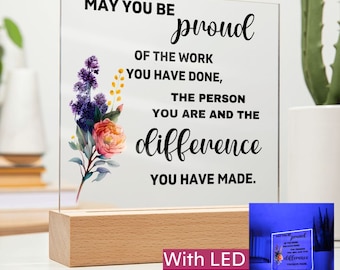 Personalized Retirement Wooden Base LED Acryl Plaque, Retirement Decor,  Retirement Gift Idea, Retirement Gifts, Unique Retirement Memento