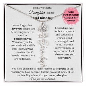 43rd Birthday Gift For Her, Custom Birthmonth Flower Name Necklace 43rd Birthday Necklace Gift For Daughter From Mom Parents, 43rd Birthday
