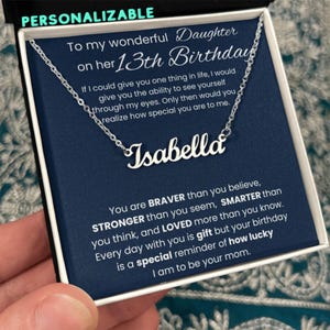 Regalo di 13° compleanno per lei Collana con nome personalizzato, regalo di collana per 13° compleanno da zia, nonna, regalo personalizzato per figlia 13° compleanno