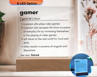Gamer Definition Sign, Gaming Room Decor Boys, Teenage Gamer Boy Gift, Husband Gamer Gift, Boyfriend Gaming Gift