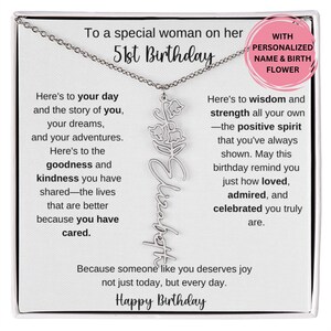 Cadeau 51e anniversaire pour elle, collier fleur de naissance avec message, cadeau pour amie collègue, meilleure amie femme, bijoux d'anniversaire
