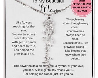 Collar personalizado para el Día de la Madre, regalo para mamá, collar con flor de nacimiento, regalo sentimental para mamá.