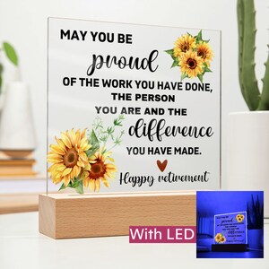 Cadeau de retraite pour les femmes, plaque acrylique de retraite avec base en bois, cadeau de retraite pour les collègues, fête de retraite, idée cadeau de retraite