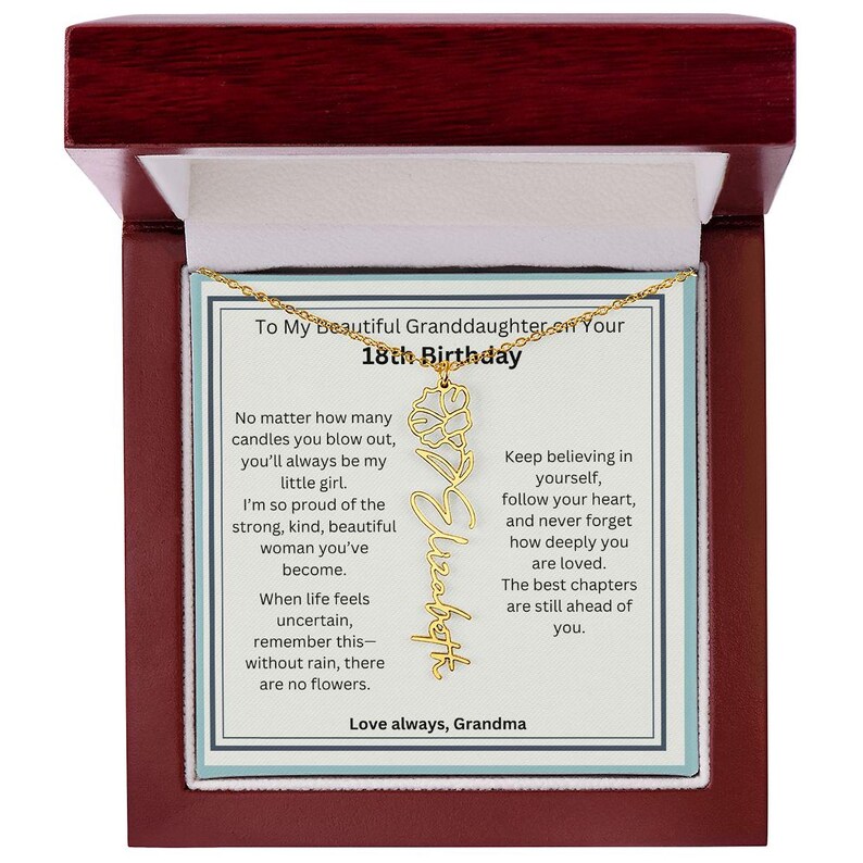 18th Birthday Gift for Granddaughter, Birth Flower Name Necklace ...