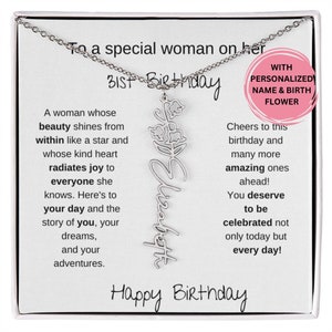 31st Birthday Birthday Flower Name Halskette, 31st Birthday Gift For You, 31st Birthday Necklace Message Card