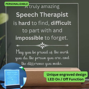 Speech Therapist Gifts, Custom Speech Therapist Engraved Plaque, Thank You Gift For Speech Therapist, Speech Language Pathologist Gift
