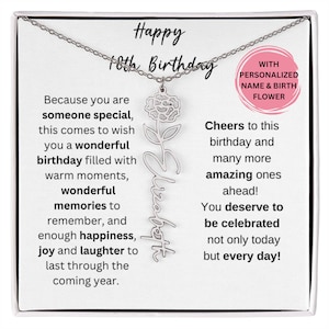 18th Birthday Birth Flower Necklace, 18th Birthday Gift For Women, Silver Gold Name Necklace 18th Gift Pendant, 18th Birthday Gift For Her