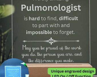 Pulmonologen Geschenk, Benutzerdefiniertes Pulmonologen Wertschätzungsgeschenk, Pulmonologen Dankeschön Geschenk gravierte Plakette, Pulmonologen Wertschätzungsgeschenk