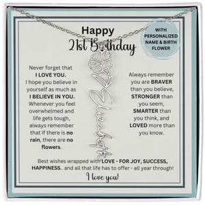 21st Birthday Gift For 21 Year Old, 21st Birthday Gift Daughter Granddaughter Niece Goddaughter Birth Flower Necklace