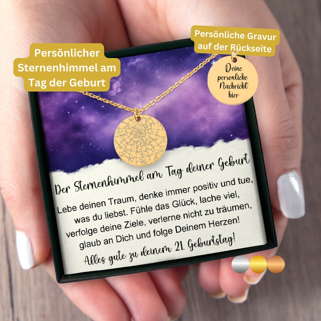 Geschenk 21. Geburtstag Tochter, Enkeltochter 21. Geburtstag, Halskette