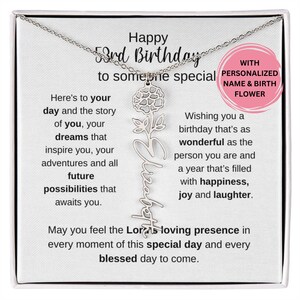 53rd Birthday Combined Birth Flower Name Necklace, 53rd Birthday Gift For Her, 53rd Birthday Daughter, Niece, Granddaughter, Friend Birthday