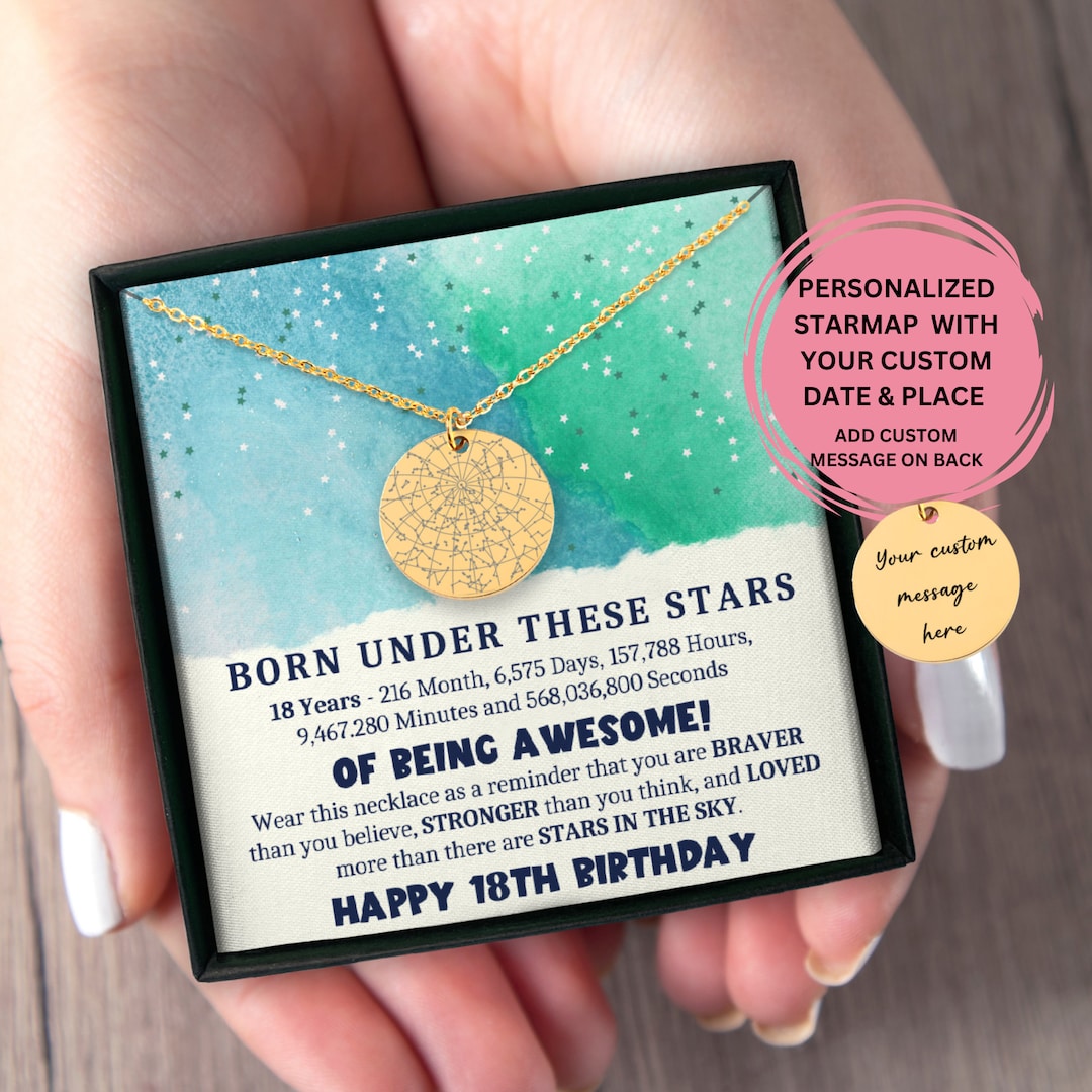 Happy 18th Birthday Custom Star Map by Date, Happy 18th Birthday