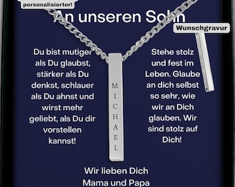 Sohn Geschenk Von Eltern, Sohn Kette Mit Gravur Von Eltern, Dass Wir Dich Lieben, Sohn Geschenk Konfirmation, Sohn Geschenk Abschluss