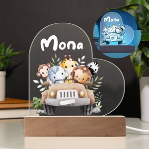 Personalized Baby Night Light, Cute Animal Night Lamp, Personalized Baby Birth Gifts, Custom Night Light, Heart Night Light, Baby Boy Gift