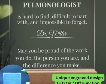 Personalized Pulmonologist Gift, Custom Engraved Doctor Acrylic Plaque, Lung Specialist Appreciation LED Sign, Retirement Clinic Decor