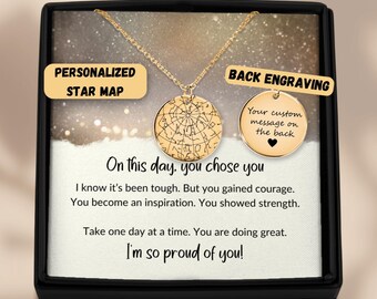 Personalized Sobriety Gift One This Day You Got Sober Star Map Necklace, Personalized Sobriety Gift For Woman, Recovery Jewelry