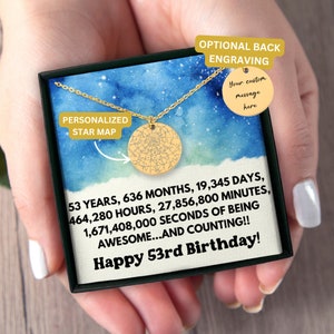 53.Geburtstag Geschenk Sternenkarte Halskette, Geburtstagsgeschenk 53.Geburtstag, personalisiertes Geburtstagsgeschenk Tochter, Enkelin Nichte Turning 53