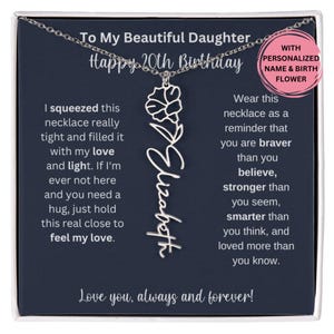 20th Birthday Gift For Her, Custom Birthmonth Flower Name Necklace 20th Birthday  Gift For Daughter, Feel My Love Daughter Sentimental Gift