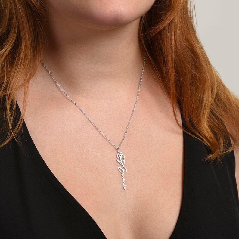 64th Birthday Gift Birthflower Necklace, Personalized 64th Birthmonth