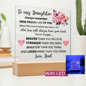 To My Daughter &quot;Lion&quot; Love Mom Acrylic Plaque, Presents for Daughters, Daughter Gift from Mom, Unique Gifts for Daughter from Mom, From Dad