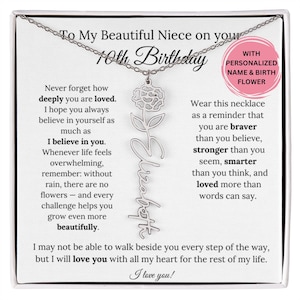 Personalisierte Nichte 10.Geburtstag Geschenk Geburtsblume Halskette, 10.Geburtstag Halskette für Sie, Nichte Geburtstag Schmuck, Geschenk für Nichte von Tante