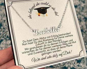 Abschluss Mächen Namenskette, Halskette Schmuck Abi, Glückwunsch Zum Abitur, Schulabschluss, Abi Geschafft Prüfung Bestanden, Abi Geschenke