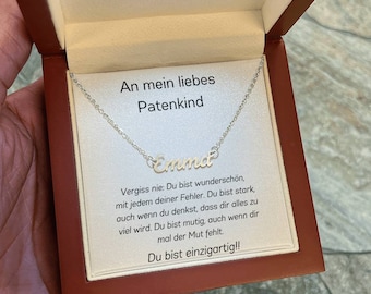 Geschenk An Patenkind Personalisierte Namenskette, Mädchen Patenkind, Patenkind Kette Mit Namen Zur Einschulung Für Patenkind Von Patentante