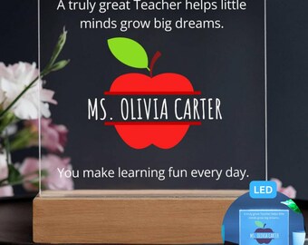 Placa acrílica personalizada para maestra de preescolar y jardín de infantes, letrero personalizado, regalo de agradecimiento para maestras, regalo de fin de año para maestras de preescolar.