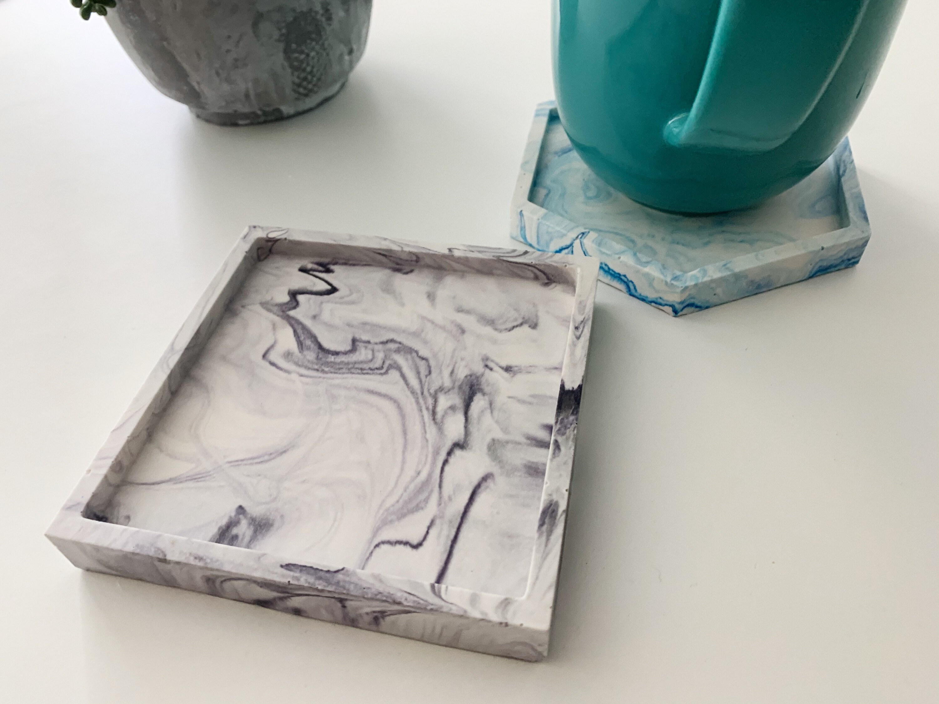 Home decor jesmonite coaster home tray marble decor Mothers Etsy