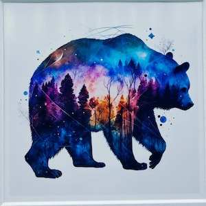 Galaxy Wilderness Adventure Bear, Sky Art Print High Quality Professional Print, Animal Prints, Wildlife, Solar System, Constellations