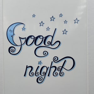 Baby&#39;s Room Art, Good Night Moon & Stars, Cute Art Print, 8x6 On White Mat High Quality Canon Professional Print, Baby Shower Gifts