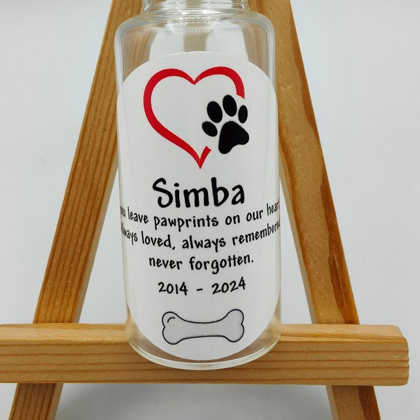 Pet Ashes, Mini Cork Bottle, Personal Remembrance, Funeral Favor, Favours, Personalised, Custom, Keepsake, Memorial, Ashes, Grief, Loss, Dog