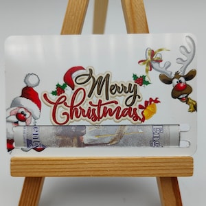 Monedero de metal, tarjeta de regalo de Navidad, presente, regalos de Navidad, soporte para dinero, esposa, esposo, pareja, novio, novia, dinero de Navidad