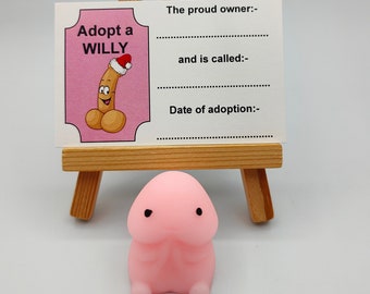 Adopta un Willy en Navidad, juguete antiestrés, pájaro rosa, novedad, diversión, regalos de broma, obsequios para despedidas de soltera, obsequios, broma, despedida de soltera, adopción, regalos atrevidos
