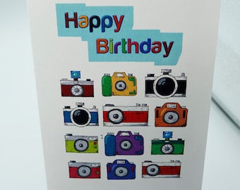 Camera Photography A6/A5 Birthday Greetings Card High Quality Print on 300gsm Smooth Card. Comes with Conqueror Textured Wove envelope.