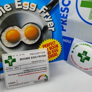 Prescription Boobie Egg Fryer, Funny Presents For Men or Women, Rude Gifts For Egg Lovers, Novelty Gifts for Him Her, Kitchenware Utensils