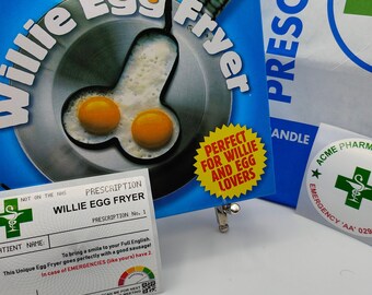 Prescription Willie Egg Fryer, Funny Presents Men or Women, Rude Gifts Egg Lovers, Tableware Gifts for Him Her, Novelty Kitchenware Utensils