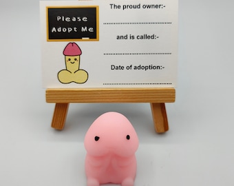 Adopt A Willy, Stress Relief Toy, Pink Pecker, Novelty, Fun, Gag Gifts, Hen Favors, Favours, Joke, Hen Party, Willy Adoption, Bride Party