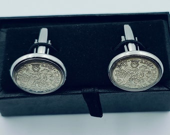 Sixpence Cufflink, Wedding Gifts, Best Man, Brother, Groomsman, Shirt Accessories, Cufflink Gift, Cuff Fasteners, Birthday, Lucky Sixpence