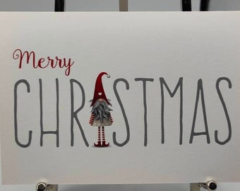 Gnome, Gonk, Merry Christmas, Cute, Christmas A6/A5 Greetings Card High Quality Print on Smooth White 300gsm. Comes with Conqueror envelope.
