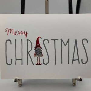 Kabouter, Gonk, Merry Christmas, Cute, Kerstmis A6/ A5 Wenskaart Hoge kwaliteit Afdrukken op Glad Wit 300gsm. Wordt geleverd met Conqueror envelop.