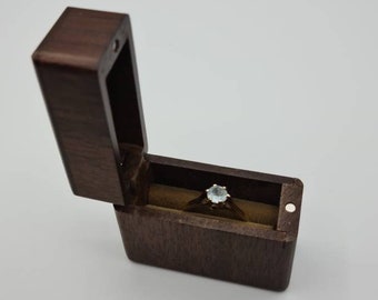 Engagement Ring Wedding Ring Walnut Gift Box Keepsake Personalised Custom Vinyl Love, Marriage Ring Box, Small, Slim, Narrow, Proposal