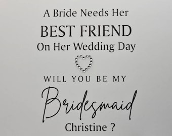 A5 Personalised Best Friend Bridesmaid, Thank You For Singing Wedding Request Card, Wedding Card, Wedding, Maid Of Honour, Flower Girl, Sing