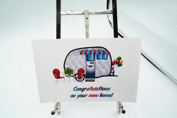 Congratulations New Home Caravan Card House Flat Postcard A6 High Quality Print on Smooth 350gsm Matt or 255gsm Gloss Card