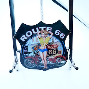 Large Retro Route 66 Holographic Pearlescent Gloss Film Sticker Decal