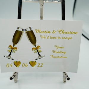 Bruiloft Huwelijk Acceptatie Ansichtkaart A6 Hoge kwaliteit Print op Gladde 300gsm Matt of 255gsm Gloss Card.