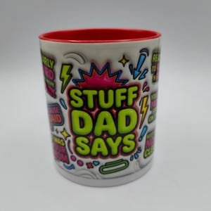 Roliga saker pappa säger mugg, pappa kommenterar, uppblåst 3D-bubbla, dryckesmugg, födelsedagspresent, drycker kaffe te choklad, present till julklapp
